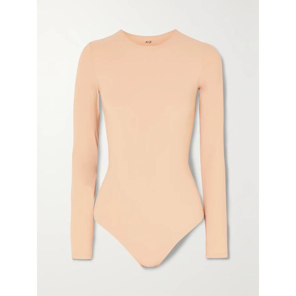 Alix NYC Leroy Stretch Jersey Thong Bodysuit Long Sleeve Crewneck Nude S